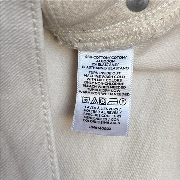 LOFT Cream High Rise Straight Leg Jeans Raw Hem Cropped Size 6 - Picture 11 of 12